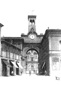 Foto ante 1936 (sotto l'arco non allare il monumento di Baracca).